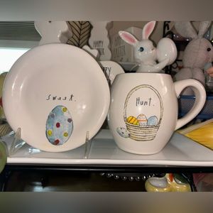 Rae Dunn HUNT Easter Mug & SWEET Appetizer Plate Set.